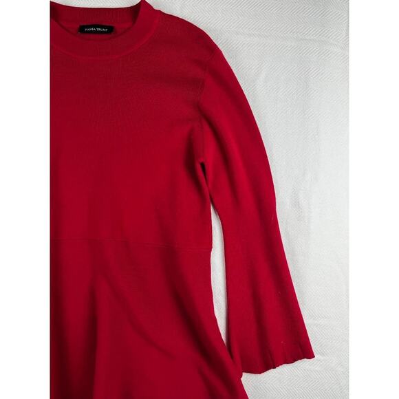 Ivanka Trump Women's Red Knit Sweater Bell Sleeves Crew Neck - Picture 8 of 8